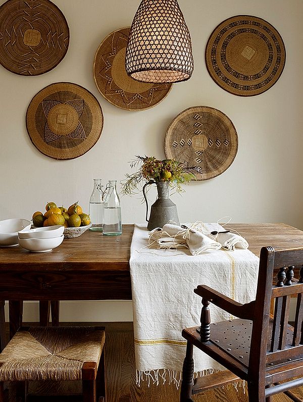 boho vintage basket in kitchen