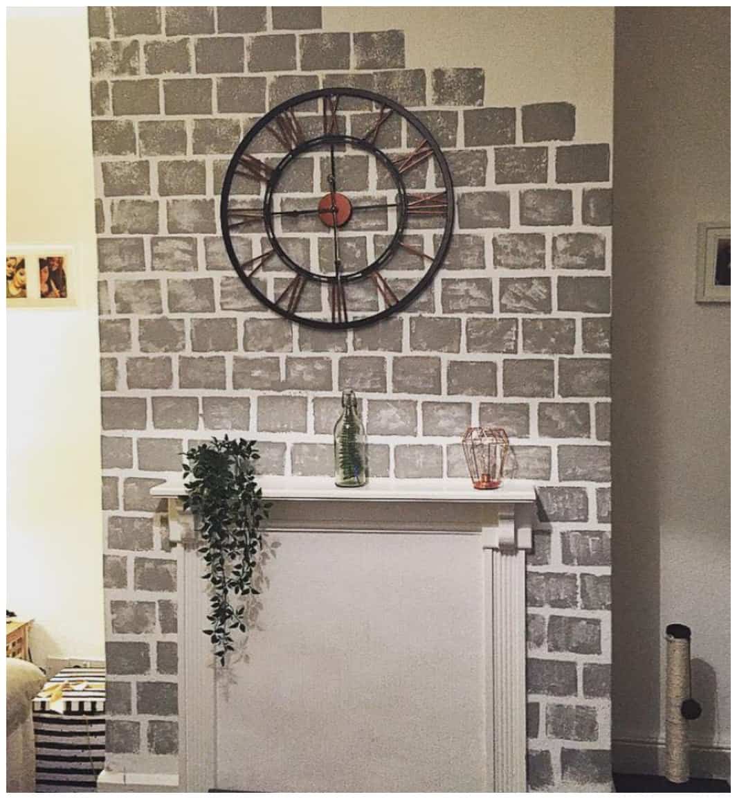 diy accent wall sponge foux brick wall no tape isavea2z