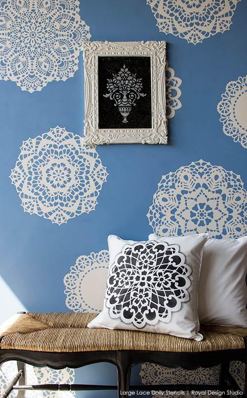 diy accent wall stencilled lace diuly accent wall royaldesignstudio