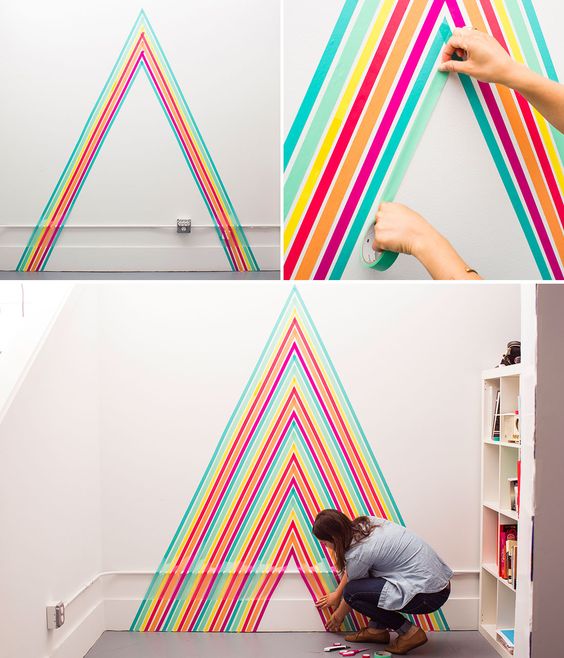 diy accent wall temporary wallpaper washi tape brit