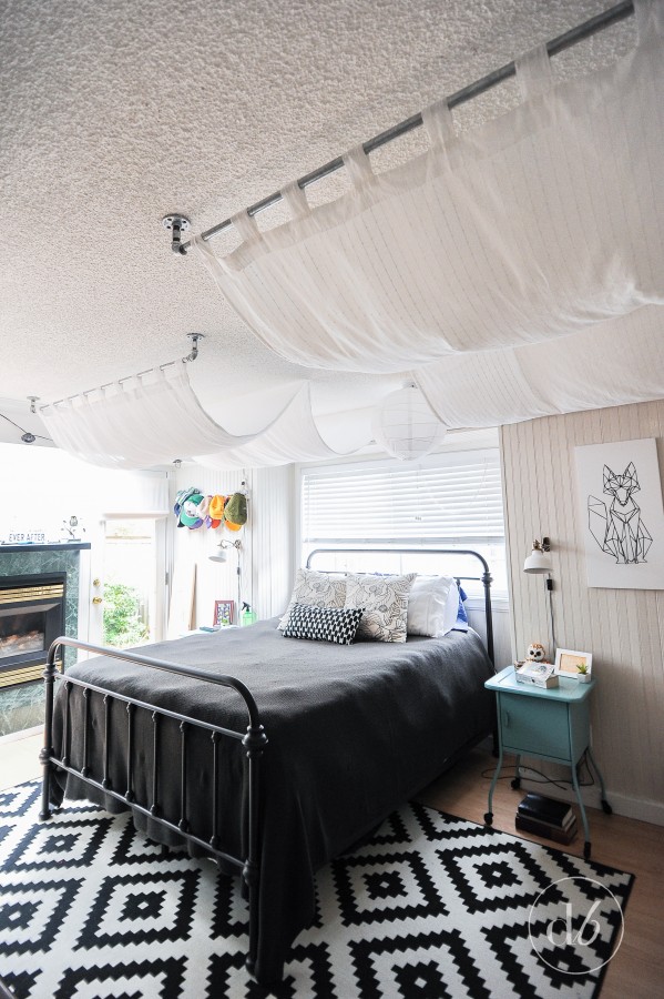 diy canopy bedroom drapery canopy dwellbeautiful