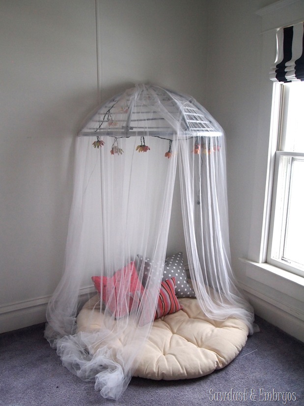 diy canopy old papasan turned canopy reading nook realitydaydream