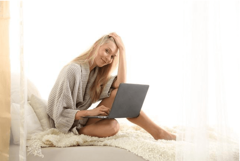 woman working on laptop