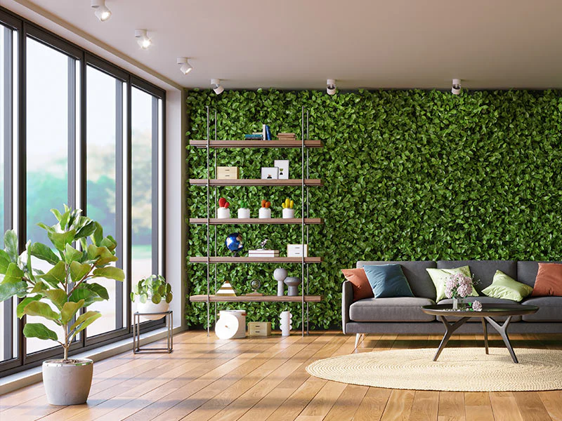 home interior with organic shapes plants