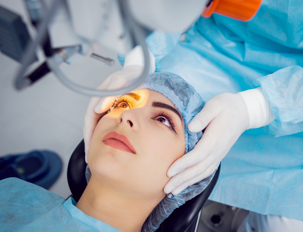 woman having laser eye surgery