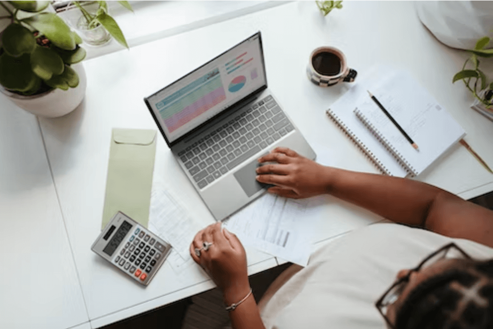 woman working on laptop