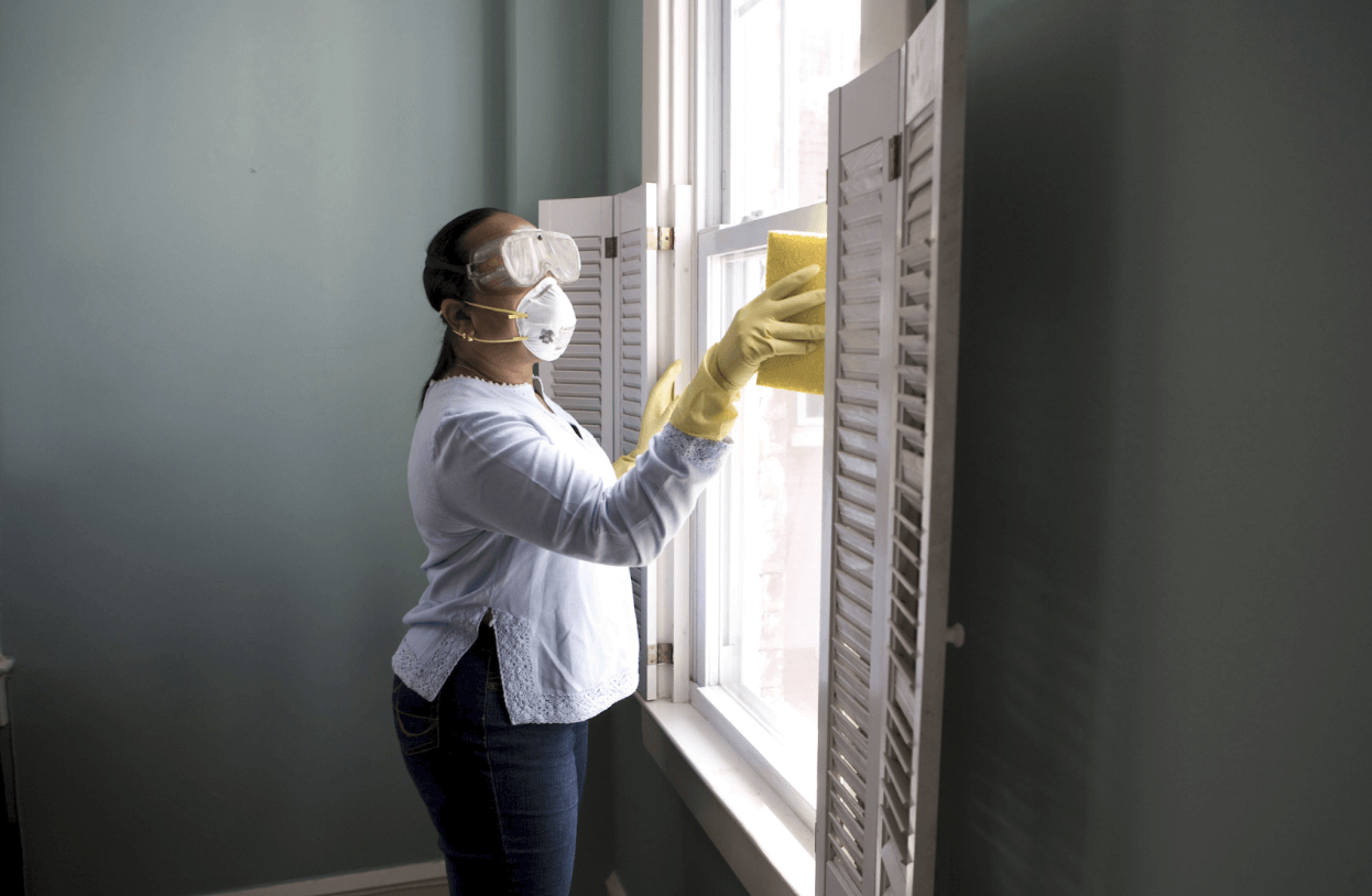 woman cleaning